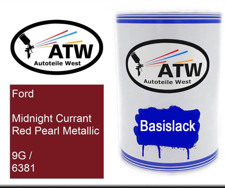 Ford, Midnight Currant Red Pearl Metallic, 9G / 6381: 500ml Lackdose, von ATW Autoteile West.
